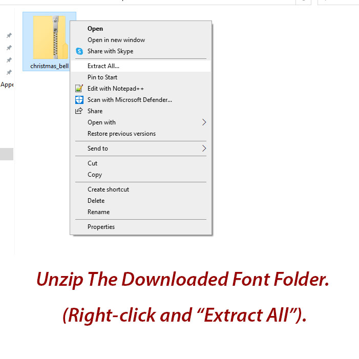 Font install - how to unzip
