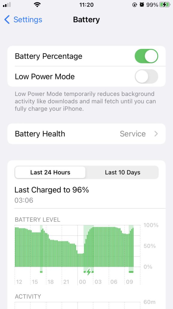 iPhone battery health settings