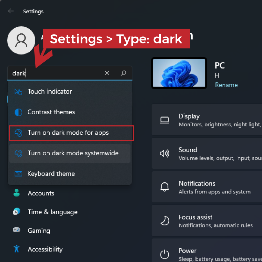 Change Dark Mode to Light in Windows 11